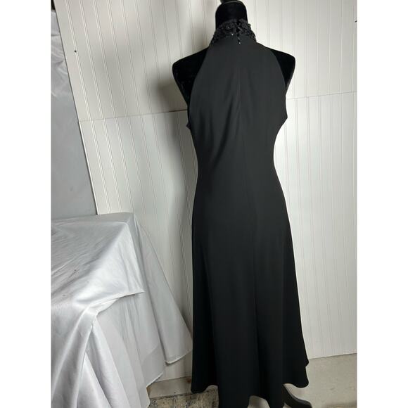 Lauren Ralph Lauren Cocktail Evening Dress Black Halter Sequined Collar Sz 12 - Picture 5 of 8
